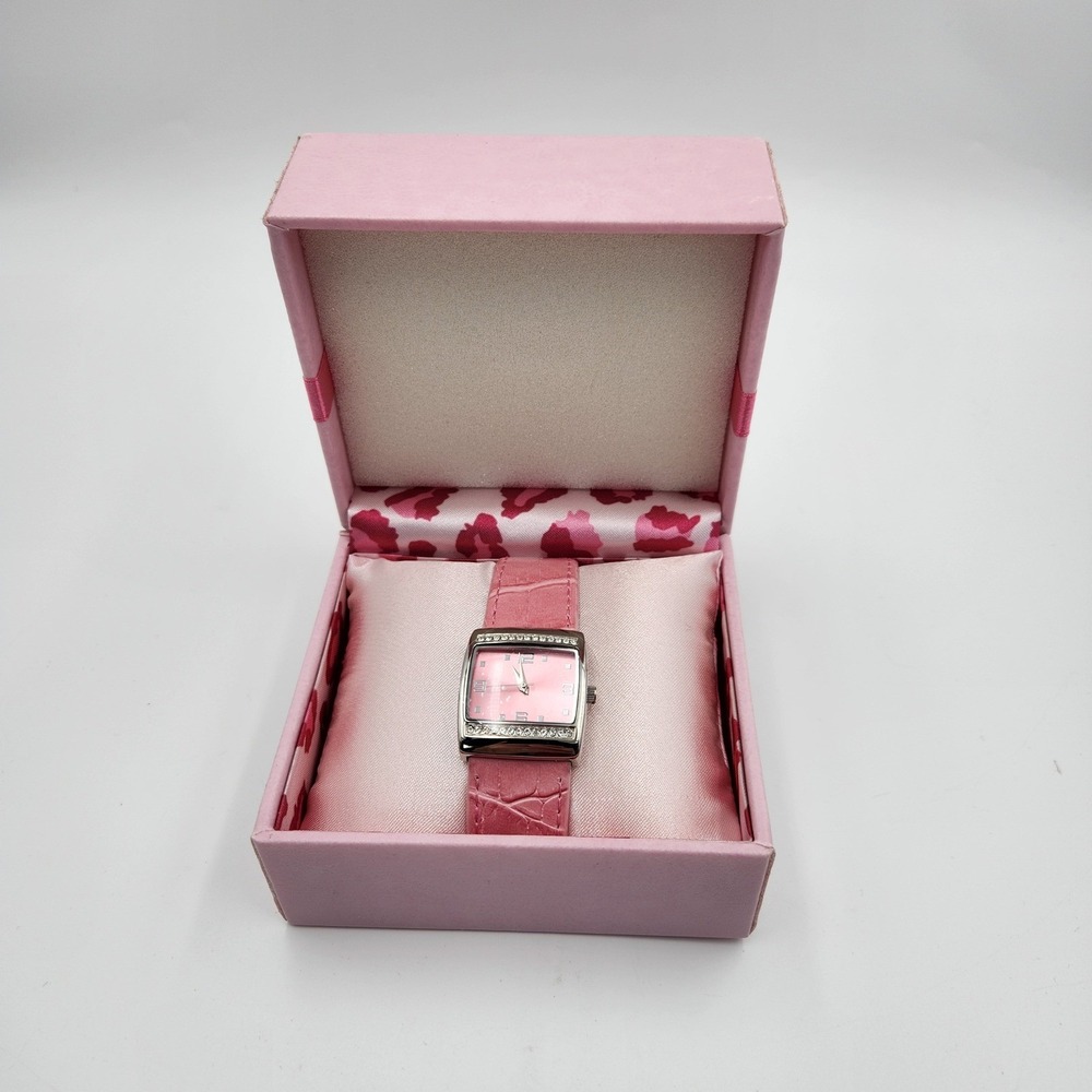 Pink Mary Kay Watch Rhinestones Gift Box Collectible Fancy Square